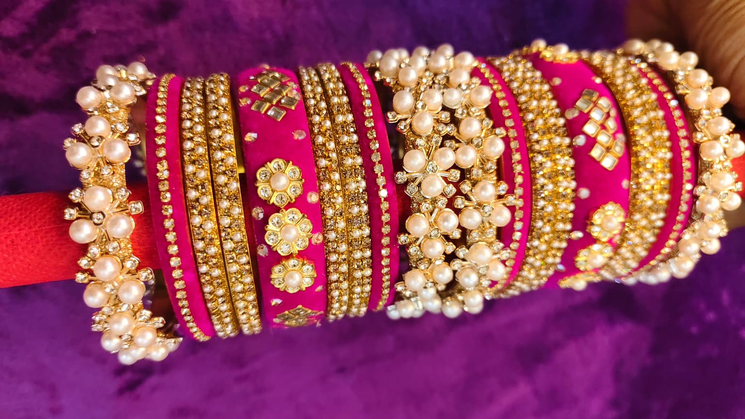 Pink Velvet Bangle Set thumbnail 5