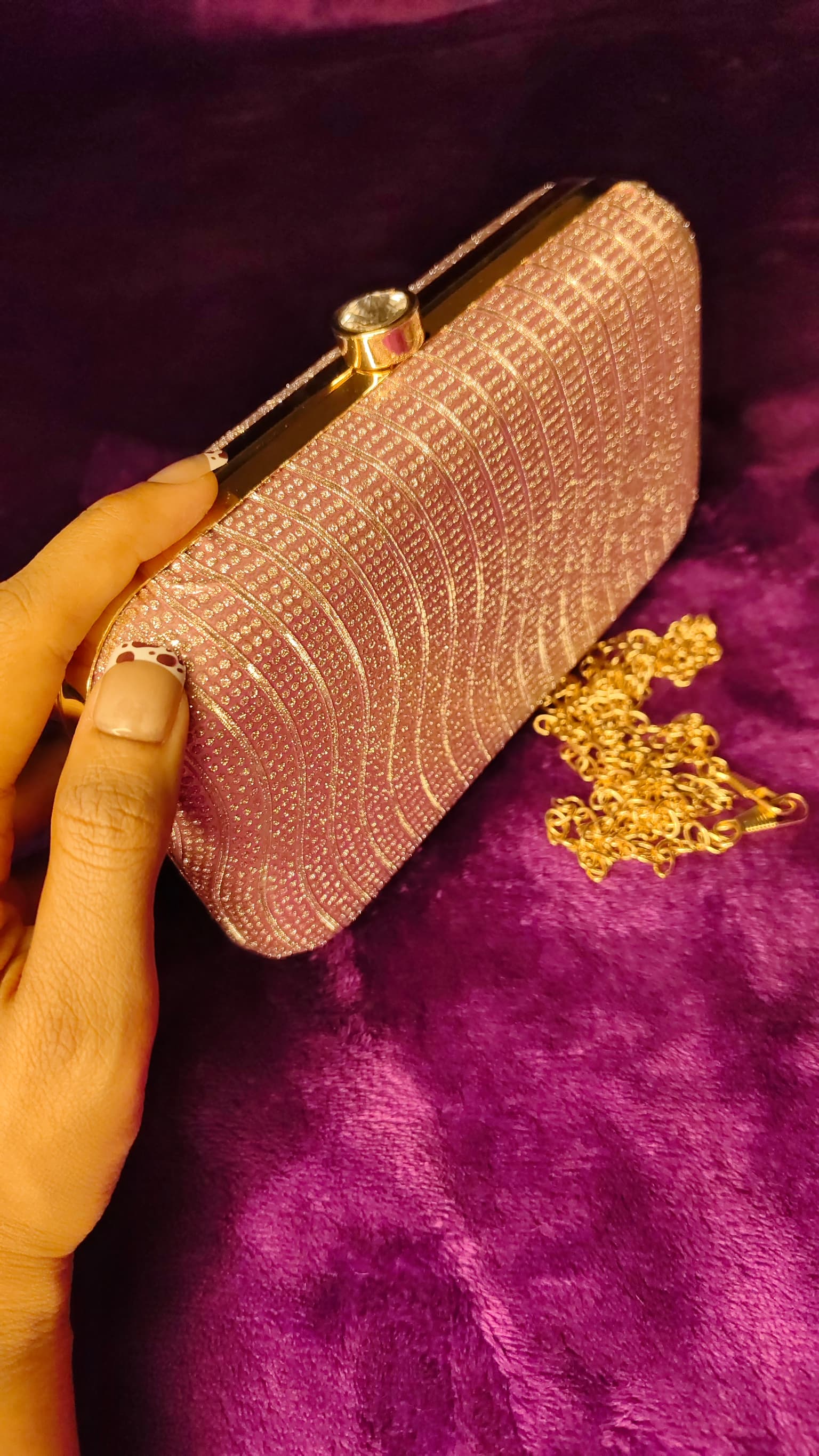 Sparkly Rose Gold Clutch thumbnail 4