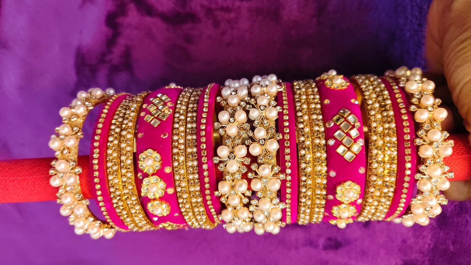 Pink Velvet Bangle Set thumbnail 4