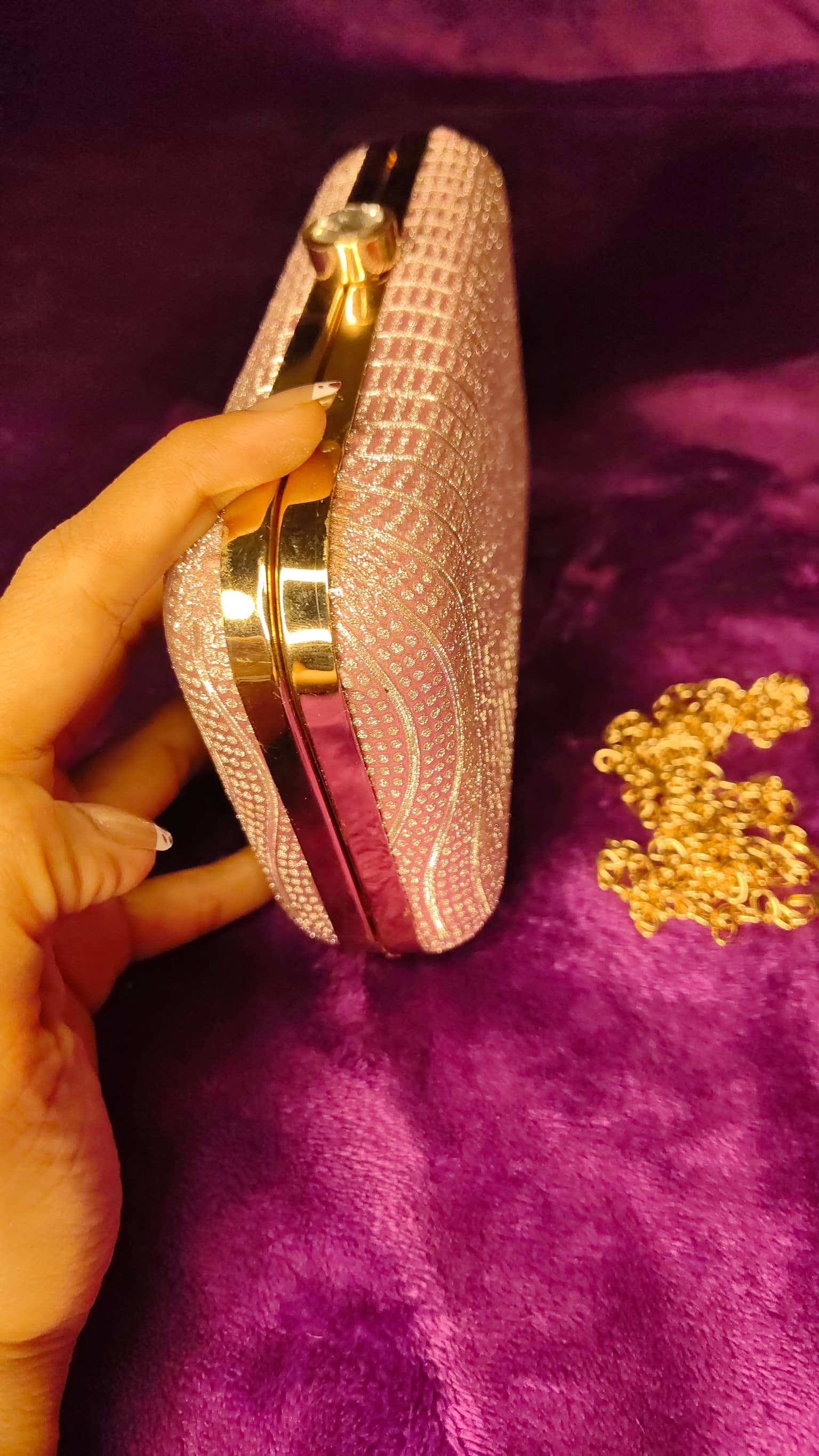 Sparkly Rose Gold Clutch thumbnail 5