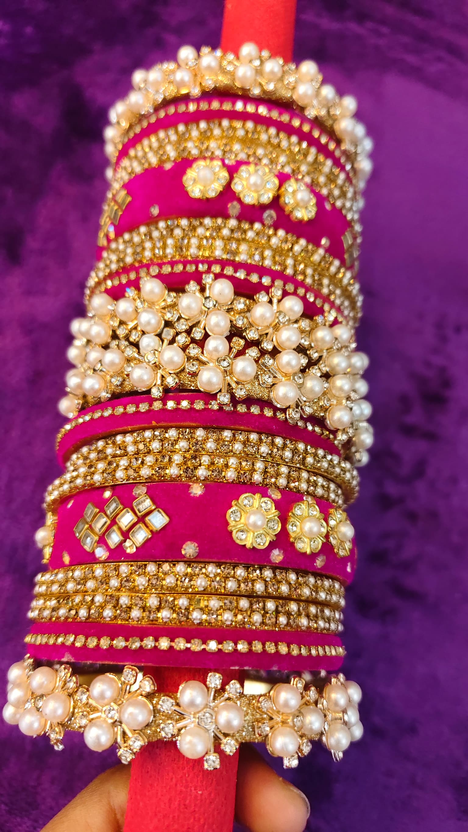 Pink Velvet Bangle Set thumbnail 2