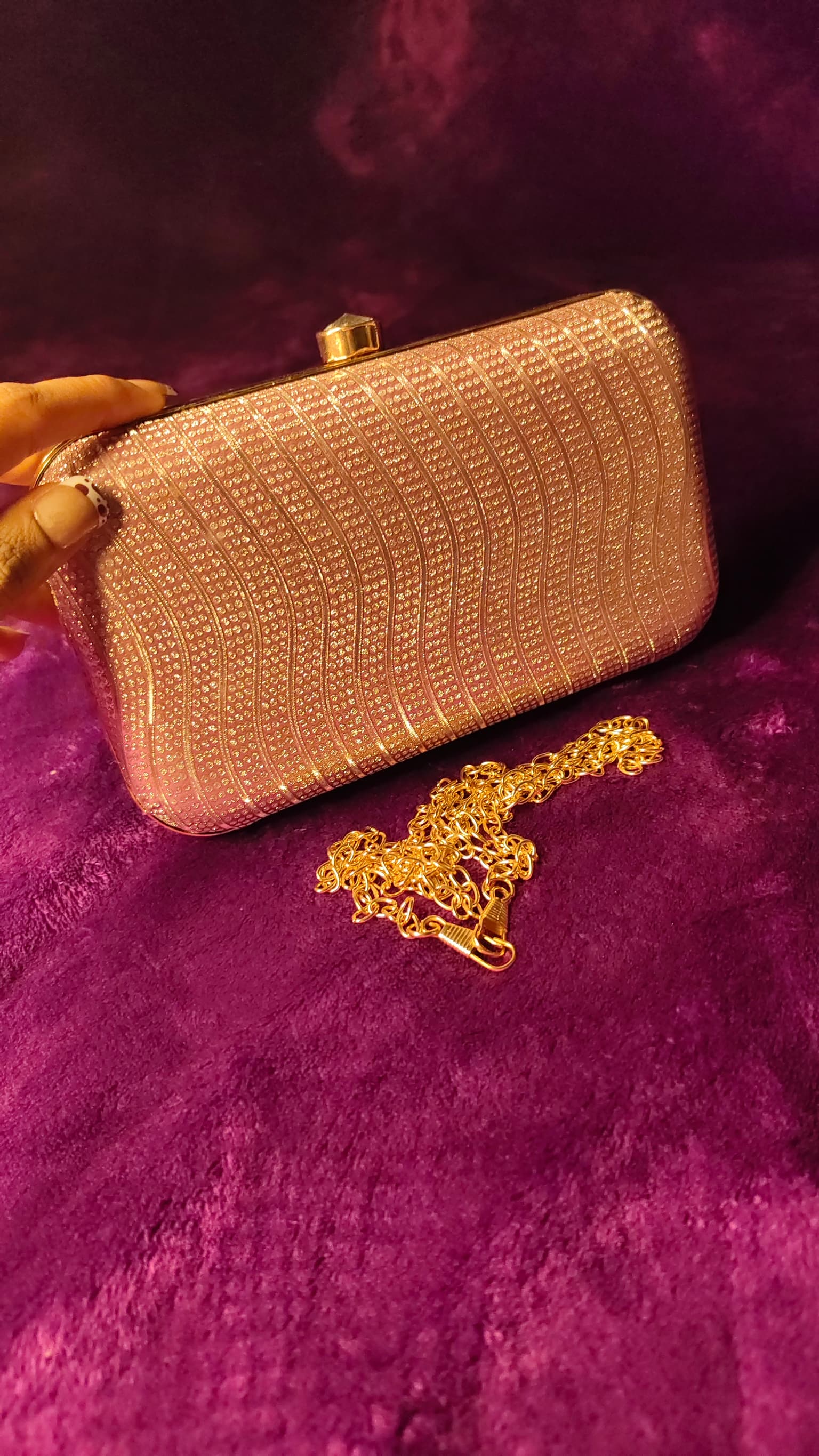 Sparkly Rose Gold Clutch - Image 1