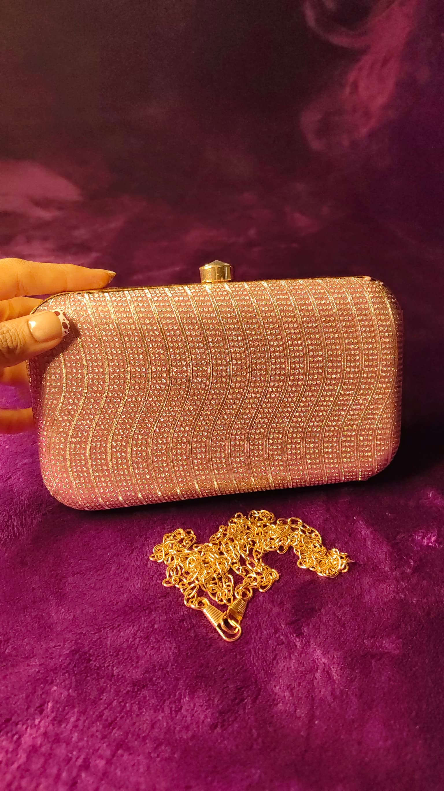 Sparkly Rose Gold Clutch thumbnail 3